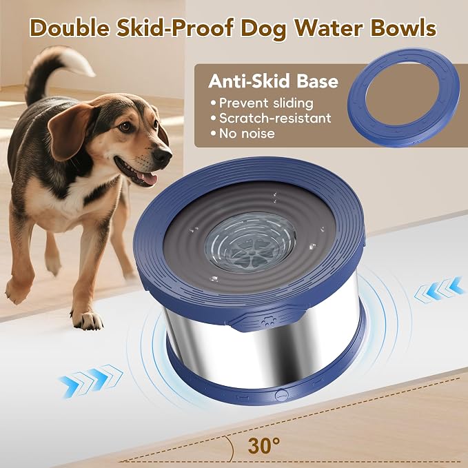 UPSKY 8L Dog Water Bowl No Spill Stainless Steel for Slow Drinking Blue | Large Capacity, Spill-proof, Non-slip Design, Durable, For Large Dogs, Messy Drinkers & Multi-pet Homes, Outdoor / Indoor