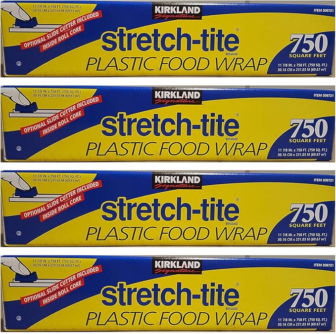 Kirkland Signature Stretch Tite Plastic Food Wrap 11 7/8 Inch X 750 SQ. FT. Pack 4