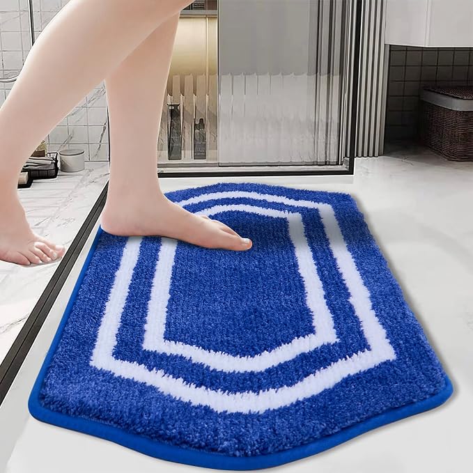 COSY HOMEER Extra Thick Bath Linen Sets Rugs - Anti-Slip Bath Mats Soft Plush 100% Strong Polyester Living Room Bathroom Water Absorbent(Blue,20x32 - Inches)