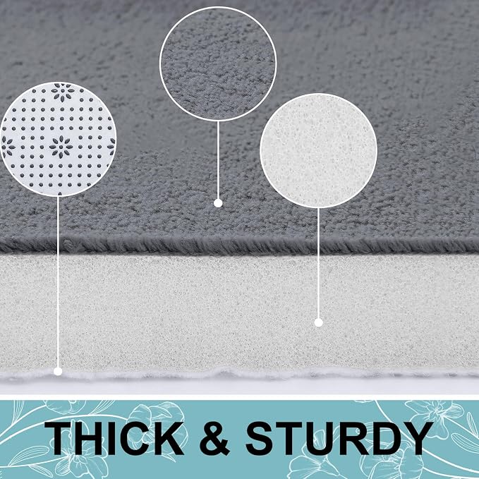 Smiry Memory Foam Bath Mat 36x24, Extra Soft and Absorbent Bathroom Mats, Non Slip Washable Carpet for Floor, Shower and Tub, Dark Grey