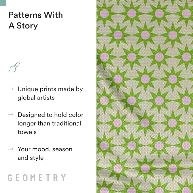 GEOMETRY Spring Kitchen Towels - Quick Dry Microfiber Cloth Spring & Summer Dish Towels for Kitchen Drying - Premium Quick Dry Towel - Sweet Green, 18" x 30" - 1-Pack