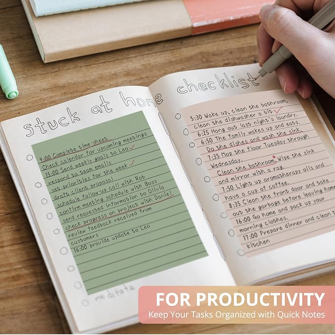 Lined Sticky Notes, 96 Pads, 4x6 Inches, Large Sticky Notes with Lines, Memo Note Pads in Multi Colors, 30 Sheets/Pad, Super Sticking Power for Office ＆ Home & Planning - Vintage