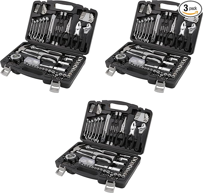AmazonBasics 131-Piece General Household Hand Tool Set (Pack of 3)