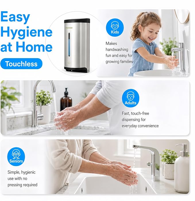 Automatic Soap Dispenser, 27 fl oz Stainless Steel Wall Mounted