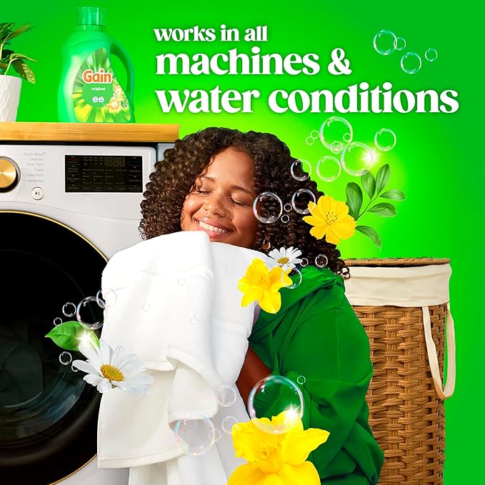 Gain Liquid Laundry Detergent with Odor Defense, Original Scent, Laundry Soap For HE Washing Machines, 81 fl oz, 61 Loads (Packaging May Vary)
