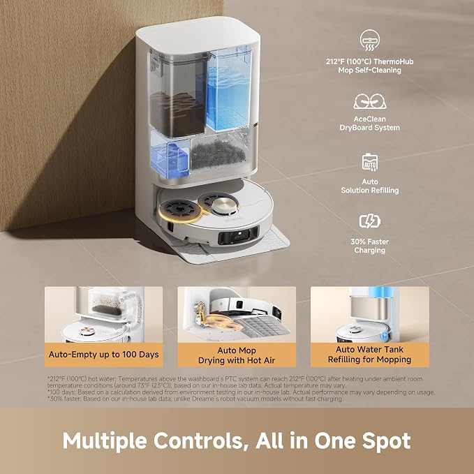 DREAME L60 Ultra PE Robot Vacuum and Mop, 30,000Pa Suction, Self-Cleaning,Corner-to-Edge Deep Cleaning, Detangling Brush, Obstacle Avoidance and 360° Navigation, White