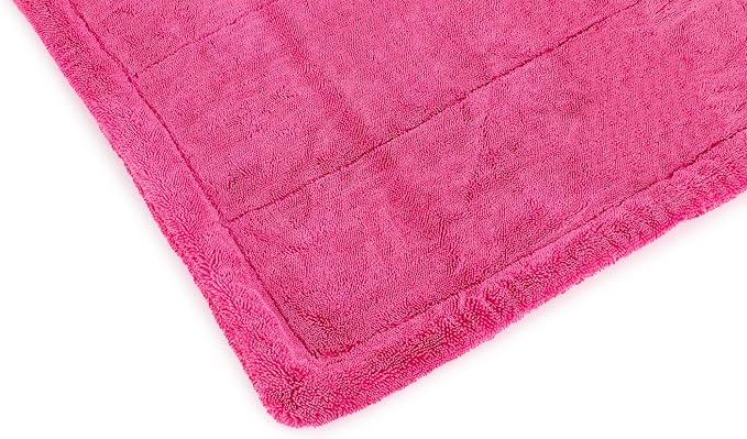 The Rag Company, The Liquid8r M22, Absorbent 70/30 Blend Microfiber Drying Towel for Cars, Trucks, and SUVs, Safe for Detailing, Scratch-Free, Twist Loop, 2200 GSM, 20x20 Inches, Pink