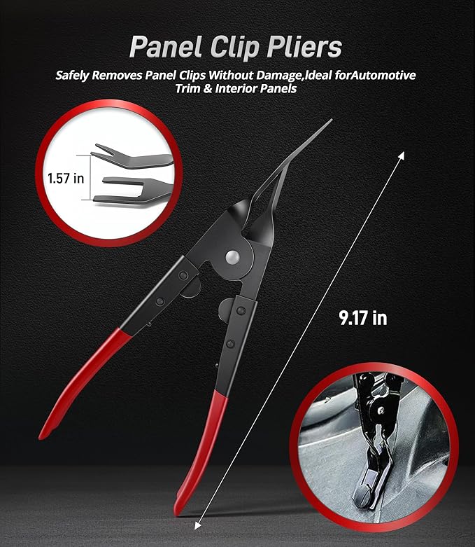 Fuel Line Pliers Set 8 Pcs, Fuel Line Hose Clamp Removal Pliers, Push Pin Tools, Relay Puller, Panel Clip Remover & Filter Caliper, Spring Clamp Plier for Fuel System Maintenance.