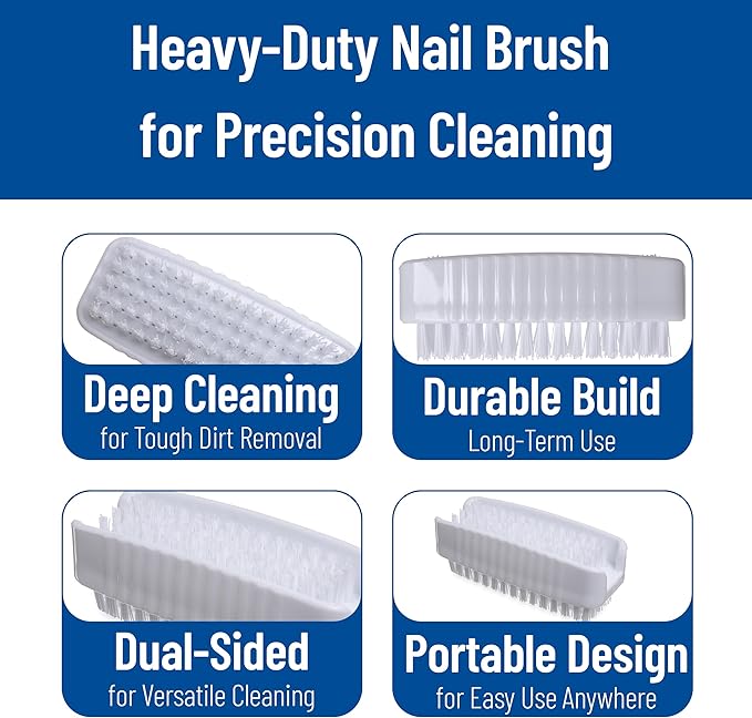 SPARTA 3623900 Plastic Hand Brush, Nail Brush With Polypropylene Bristles For Kitchens, Homes, Restaurants, 3.5 Inches, White, Dual Sided