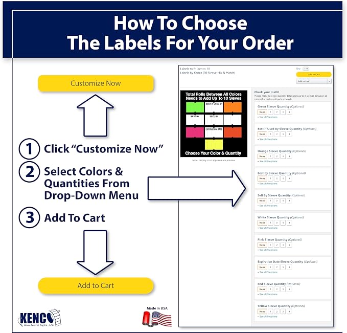 Kenco 18 1 Line Price Gun Kit - Choose Label Quantities and Colors - Includes Ink Rollers- 8 Digit Labeler for Pricing, Dating, and Coding