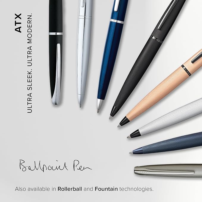 Cross ATX Pure Chrome Ballpoint Pen - Refillable Pen for Smooth Writing - Black Ink - Comfortable Grip - Long-Lasting - Professional Office Supplies - Gift Box Included