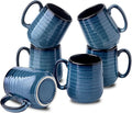 HASENSE Coffee Mugs, 12 Ounce Ceramic Coffee Mug Set of 6, Reactive Glaze Tea Cups with Handle for Milk, Hot Cocos, Latte, Stylish Blue Cup Gift for Man and Women, Dishwasher and Microwave Safe