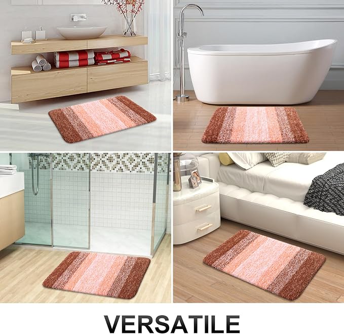 OLANLY Large Bathroom Rugs Mat 45x27, Extra Soft Absorbent Microfiber Bath Rugs, Rubber Backing, Quick Dry, Machine Washable Bath Mat for Bathroom Floor, Tub and Shower, Home Decor Accessories, Orange