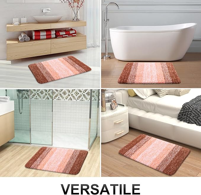 OLANLY Large Bathroom Rugs Mat 54x24, Extra Soft Absorbent Microfiber Bath Rugs, Rubber Backing, Quick Dry, Machine Washable Bath Mat for Bathroom Floor, Tub and Shower, Home Decor Accessories, Orange