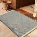IM HOME Waffle Bath Mat Grey & Beige 32"x20", Boho Woven Modern Bath Mat Rugs, Absorbent Non Slip Bathroom Rugs, Soft Washable Bath Rugs with Tassels for Bedroom, Kitchen, Shower, Tub