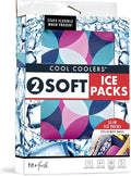 Fit&Fresh Cool Coolers Soft Ice for Lunch Bags,Flexible Stretch Nylon,Durable,Reusable Lunch Box Ice Packs,Soft_Ice,Reusable Freezer Packs,Lunch_Ice,Easy to Clean,Geo&Navy,2 Count (Pack of 8)