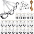 Umigy 30 Set Heart Shaped Measuring Spoon Tea Spoons Wedding Baby Shower Favors for Guests Set Heart Shape Drawstring Organza Bag Gift Tag Rope for Wedding Bridal Shower Souvenir (Silver)