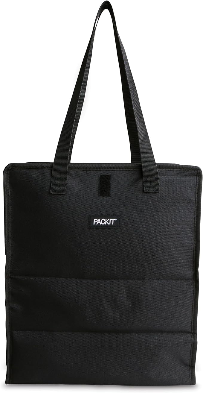 PackIt Freezable Grocery Tote, with EcoFreeze Technology, Foldable, Reusable, Zip Closure, Dual Handles