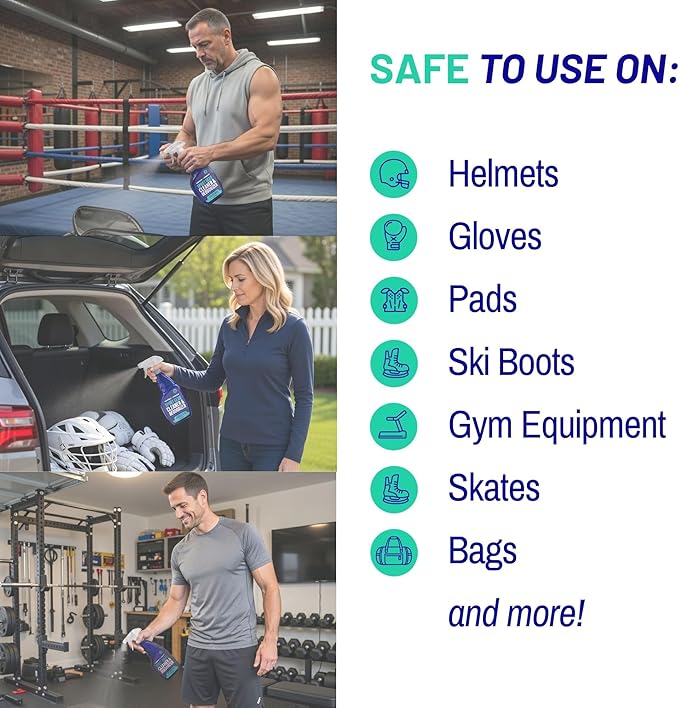 Vapor Fresh Sports Cleaner and Deodorizer - For Boxing Gloves, Sports Pads, Helmets, Gym Bags, Gym Equipment and More - Naturally Powered By Plants, 16 Fl Oz (3-Pack)