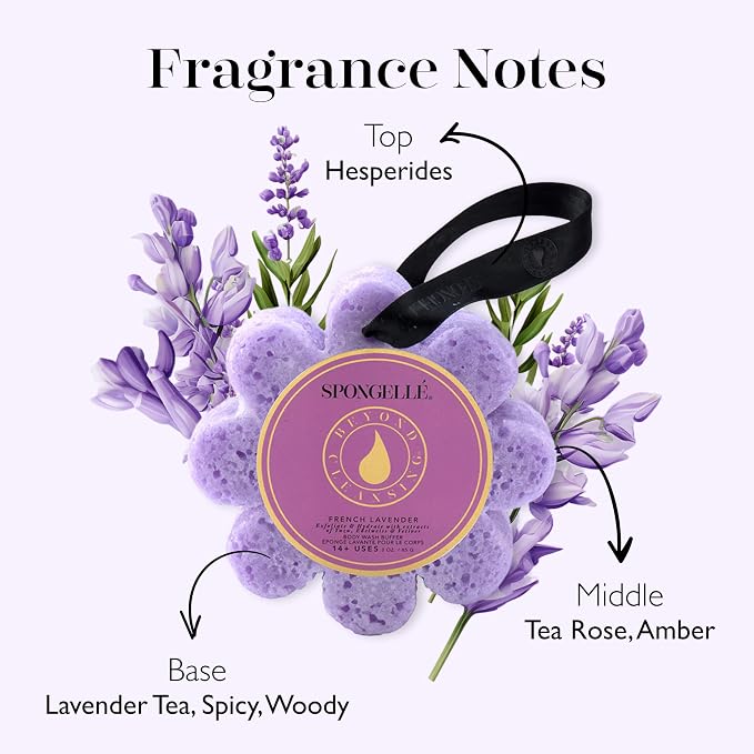 Spongelle Wild Flower Buffer Body Scrubber | Bath & Shower Loofah for Women | Exfoliator with Body Wash Infused Sponge