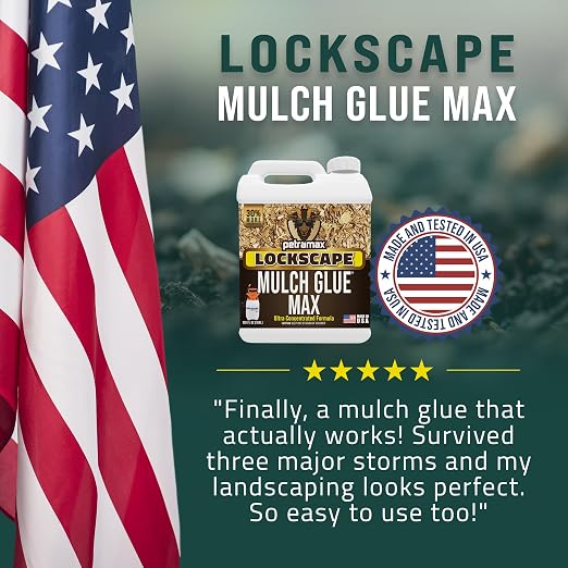 Lockscape Mulch Glue for Landscaping with Sprayer (1 Gal) – Non-Toxic Weed Barrier, Sticky Mulch Glue Sprayer for Pea Gravel & Landscape Beds (1 Gallon, Lockscape Glue and Sprayer Set)