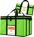 Insulated Food Bag, Portable Cooler Tote (3XL, Green, 1 Pack) | Large thermal bag, For cold & hot food, Soft sided cooler, Heavy duty carrier, Grocery shopping, Food delivery, Catering bag