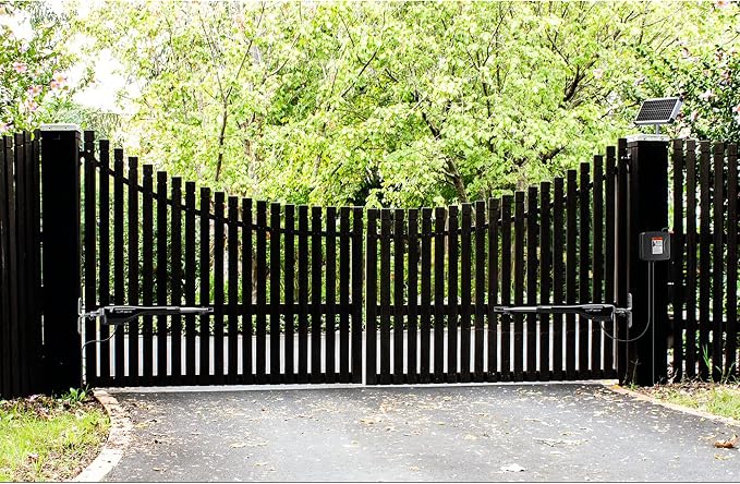 Mighty Mule Gate Opener, Solar and Smart Ready, Heavy Duty Automatic Gate Opener, Gates up to 18ft or 850lb Per Gate Leaf, Dual Gate Opener - Estate, MM572W-EST