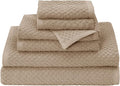 COTTON CRAFT Euro Spa Waffle Weave 6 Piece Towel Set - 100% Cotton - Linen | 2 Oversized Luxurious Large Bath Towels, 2 Hand Towels, 2 Washcloths - Soft Plush Super Absorbent Low Lint Quick Dry