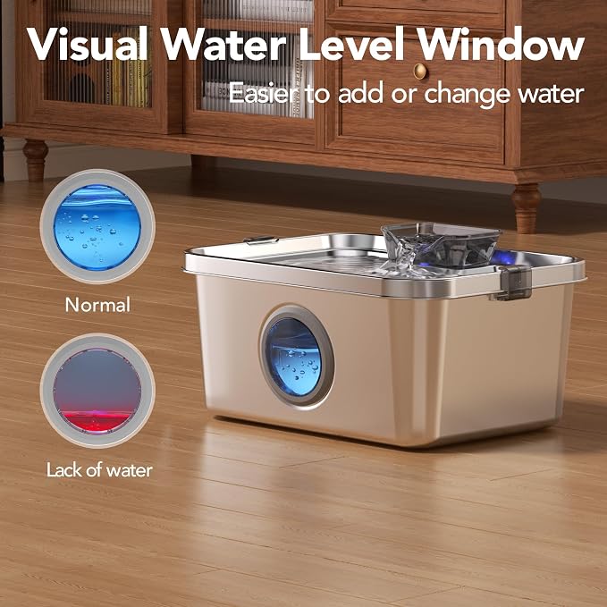 PETIMI Dog Water Fountain, 3 Gallons Stainless Steel Dog & Cat Water Fountain, Large Pet Water Fountain for Multiple Pets, Ultra Silent, Wide Mouth, Safety Lock, 3 Filters Included, Smart Water Pump