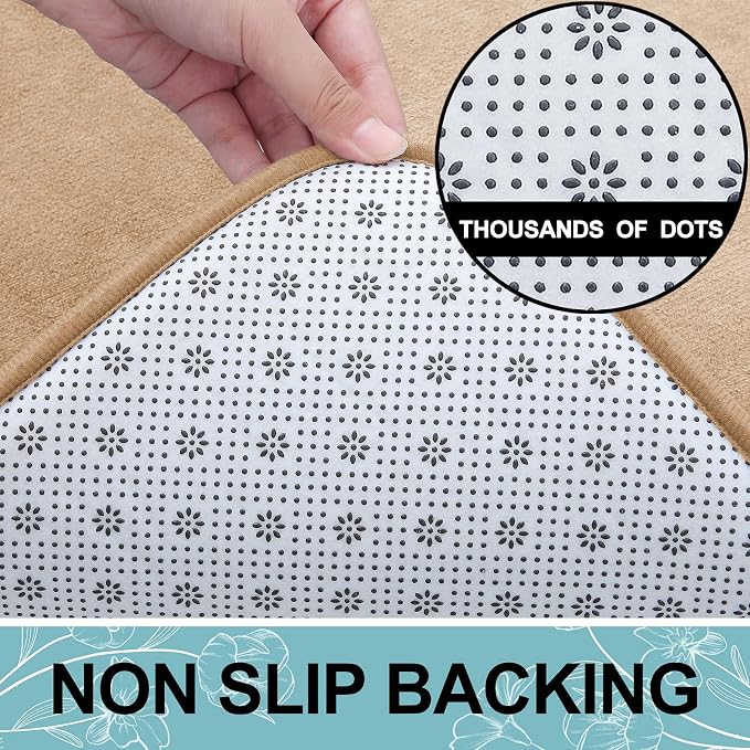 Smiry Memory Foam Bath Mat 24x16, Extra Soft and Absorbent Bathroom Mats, Non Slip Washable Carpet for Floor, Shower and Tub, Camel