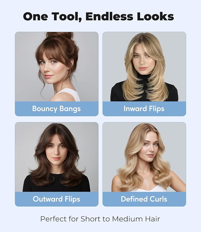 Farery Thermal Brush 1.5 Inch for Short to Medium Hair, Heated Round Curling Iron with 5 Heat Settings Up to 420°F, Hot Styling Tool for Curls Bangs Volume Flips, Dual Voltage Travel