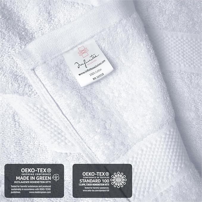 Infinitee Xclusives Jumbo Bath Sheets Towels for Adults – 600 GSM (35X70 Inches)– 100% Ring Spun Cotton, Soft and Absorbent Large Bath Towels for Bathroom (Brilliant White)