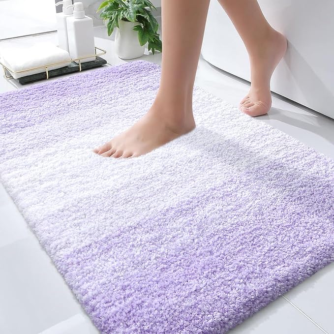 OLANLY Bathroom Rugs Mat 34x21, Extra Soft Absorbent Microfiber Bath Rug, Rubber Backing, Quick Dry, Machine Washable Bath Mats for Bathroom Floor, Tub and Shower, Home Decor Accessories, Light Purple