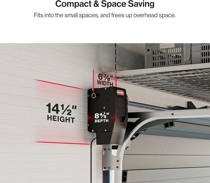 Genie 6072H-B Wall Mount Garage Door Opener with Battery Backup, Wall Mounted & Space Saving | Ultra-Quiet, Compact Space Saving Design, Battery Backup, Wireless Wall Console, 1 Remote, Operates During Power Outages