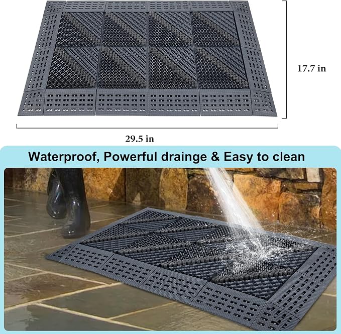 Shoe Brush Scraper - Door Scrubber Mat Outdoor Heavy Duty Boot Scraper with Brush for Home Porch Garden - - All Weather Shoes & Boots Cleaner, Removes Snow, Sand and Mud – 29.5‘’ x 17.7‘’