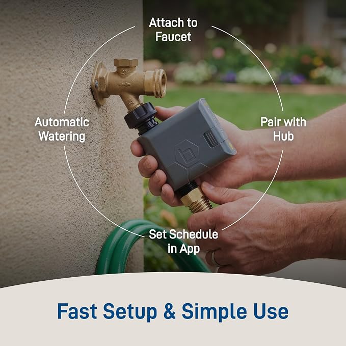 Orbit B-hyve Gen 2 Smart Hose Watering Timer with Wi-Fi Hub - Smart Hose Watering Timer - Wi-Fi System - App Controlled - Weatherproof AA Battery Powered - 90204