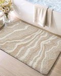 DEXI Bathroom Rug Mat 30x17, Soft and Absorbent Marble Bath Mat, Non Slip Machine Washable Bath Rugs for Shower Floor, Tub, Sink, Beige