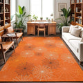Large Area Rug 4'x6', Orange Halloween Washable Rectangular Area Rugs for Living Room Bedroom Office, Black White Net Halloween Non Slip Kitchen Rug Mats Indoor Floor Accent Throw Carpet