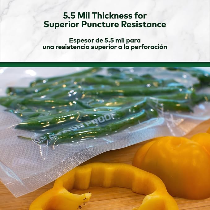 Vacuum Seal Bags 8" x 12" (100 Count) 5.5 Mil (Clear & Clear) BPA Free Heavy-Duty Commercial Grade Food Vacuum Sealer Bags for Food Saver, Sous Vide, Meal Prep, Freezer Storage & Food Preservation