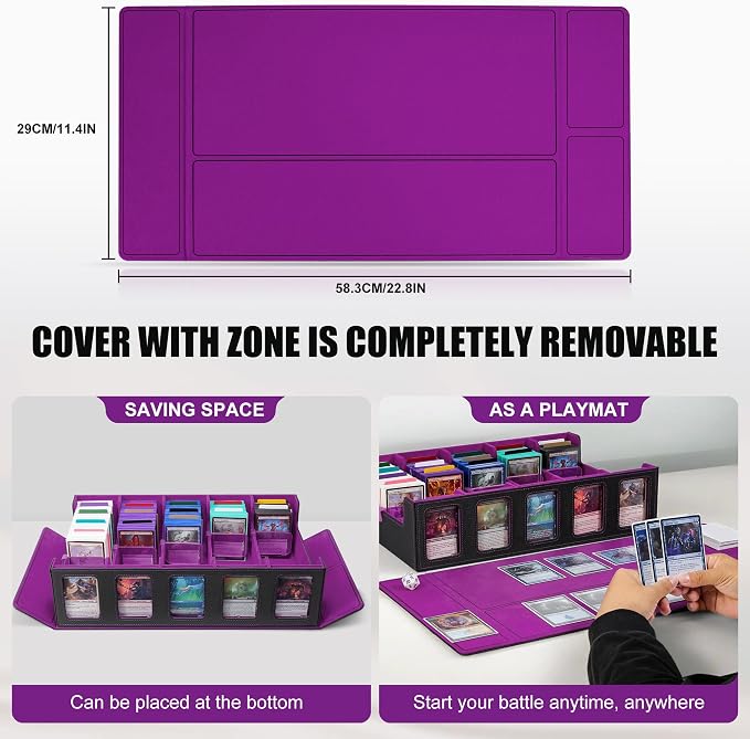 Kabinka Trading Card Storage Box with Commander Display, 5-Row Deck Case with Removable Lid; 3900+ Card Deck Box for MTG TCG Sports Card, 5 Top Loaders, 5 Stoppers, 48 Dividers,1 Dice Tray