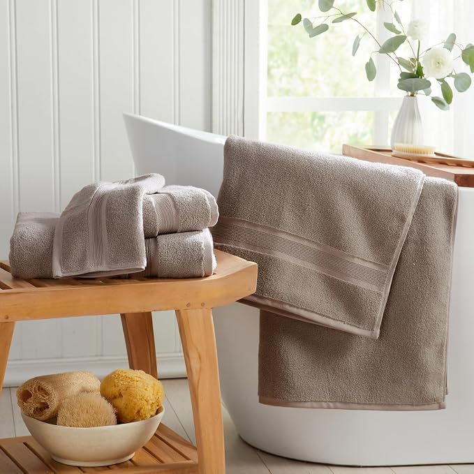 Luxury Bamboo Rayon Oversized Bath Towel Set | 2-Pack | Ultra Soft | Brown | 35% Bamboo Rayon - 65% Zero Twist Cotton | Absorbent Quick-Dry Towels for Bathroom | Ultra Soft | OEKO-TEX Standard 100