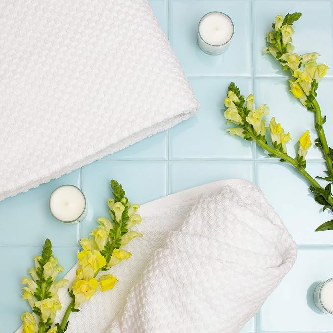 COTTON CRAFT Euro Spa Waffle Weave Bath Sheet - Set of 2 White Towel Sheets | Pure 100% Ringspun Cotton Oversized Luxurious Towel Set - Soft Plush Super Absorbent Low Lint Quick Dry - 35 x 70 inches