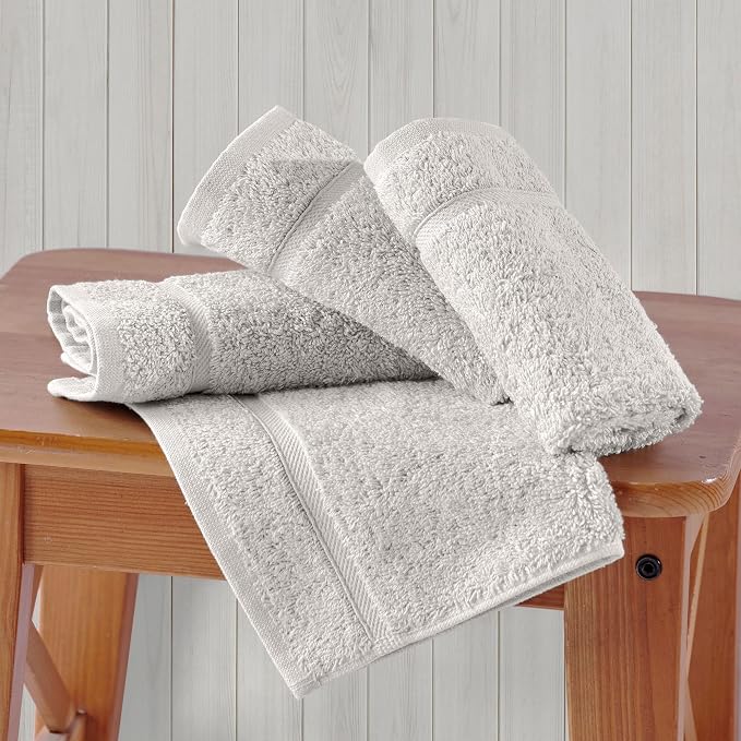 Washcloth Linen Set Premium Original Turkish Cotton, Hotel Quality for Maximum Softness & Absorbency for Face, Hand, Kitchen & Cleaning (Ice Silver, Washcloth Set)