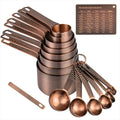 Copper Measuring Cups and Spoons Set, Stainless Steel Measuring Cups and Spoons Set for Baking and Kitchen, Measuring Cups Set with 3/4 Cup Measuring Cup