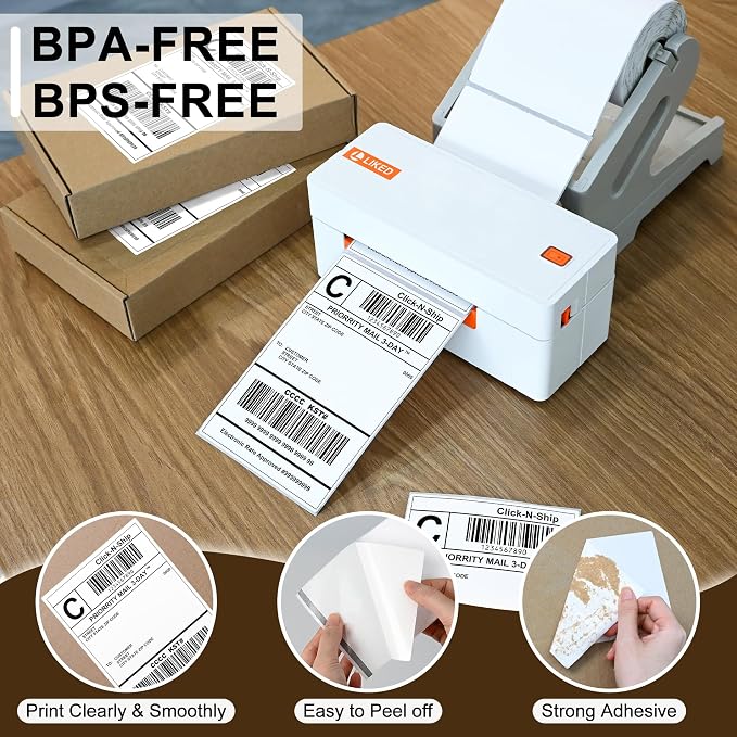 L LIKED 7,500 PCS 4"x 6" Direct Thermal Labels White Perforated Shipping Label, Compatible with Zebra, Rollo, Jadens, Nelko, 250 Labels per Roll, 30 Rolls