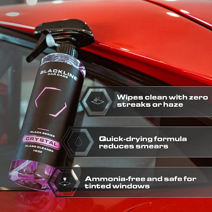 Blackline Best Glass Cleaner - Works on Glass, Windows, Mirrors & Navigation Screens. Tint Safe Window Cleaner for Car