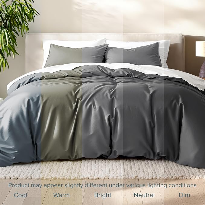 Bare Home Bedding Duvet Cover Oversized King Size - Premium 1800 Super Soft Collection - Lightweight, Duvet Cover - Soft Textured Bedding (Oversized King, Grey)