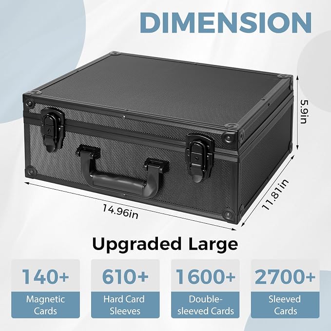 Top Loader Storage Box, Trading Card Case for Sports Cards, Fits 3" x 4" 35PT Hard Sleeves with 18 Color Separators & 6 Foam Dividers, Card Box Holders 610+ Top Loaders, 140+ Magnetic Holder