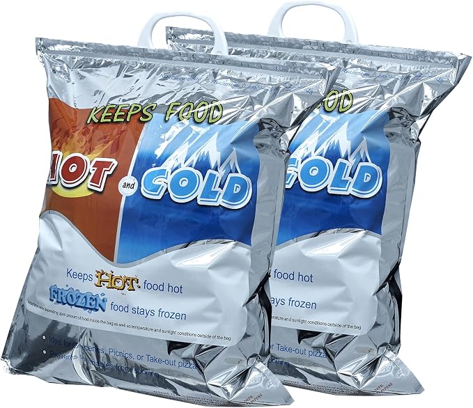 Superio Hot and Cold Insulated Bags for Food Delivery, Grocery Shopping Bags, Food Storage for Hot and Frozen Food for Travel, Disposable Cooler Bag, Reinforced Thermal Lunch Bag (2, 16"x19.25")