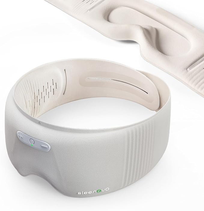 Sleenova SoundMask - Sleep Mask with Built-in Tuned Sleep Audio, Side Sleeper Optimized, Phone-Free Sleep & Nap, Bluetooth Modes, Cloud Grey